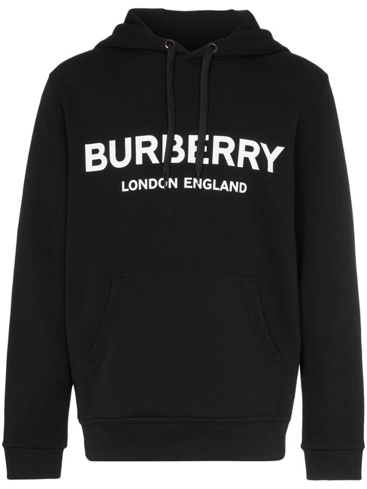 Burberry Logo Printed Hoodie - Black