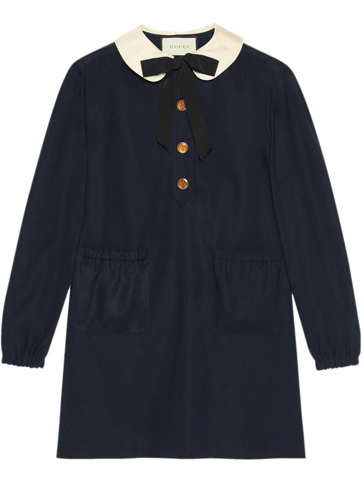 Gucci Cotton Dress With Detachable Bow - Blue