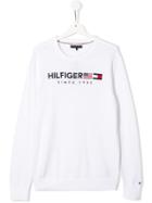 Tommy Hilfiger Junior Embroidered Logo Flag Jumper - White