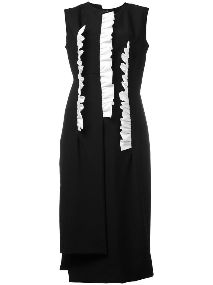 Frill Detail Midi Dress - Women - Cotton/wool - S, Black, Cotton/wool, Comme Des Garçons