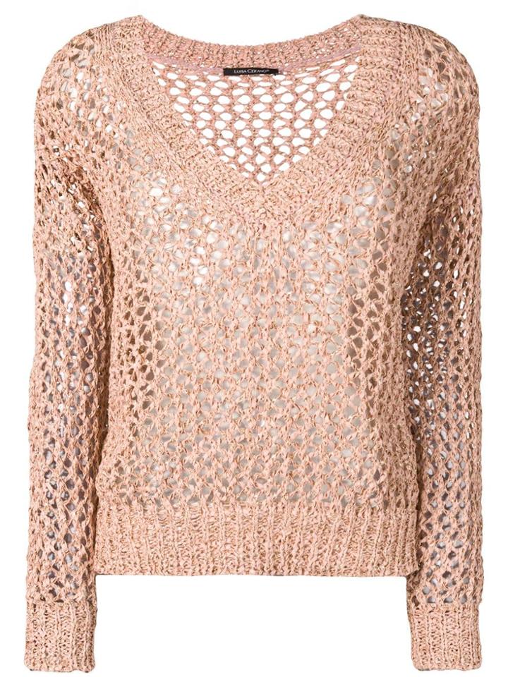 Luisa Cerano Crochet Open-knit Jumper - Pink