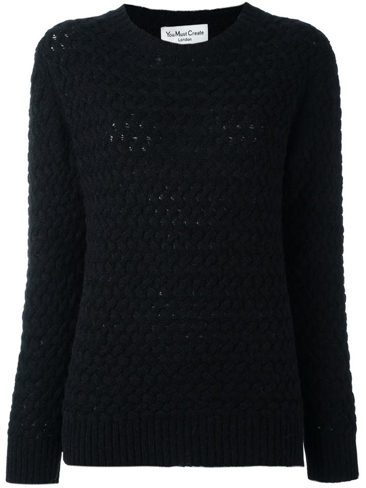 Ymc Chunky Woven Jumper, Women's, Size: Medium, Black, Polyamide/alpaca