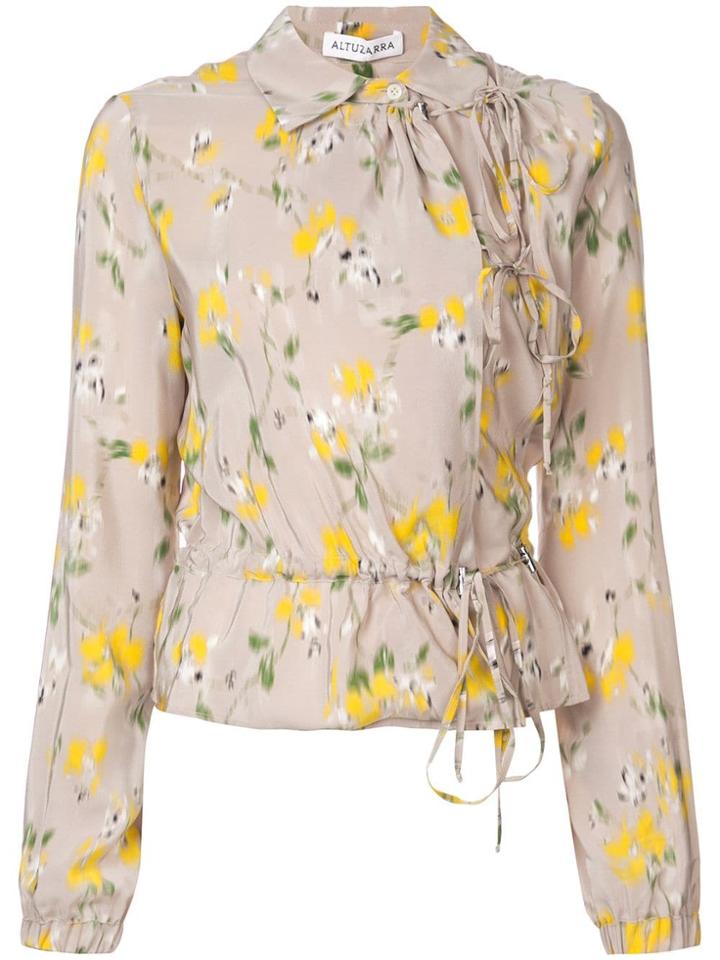 Altuzarra 'terese' Draped Floral Print Top - Brown