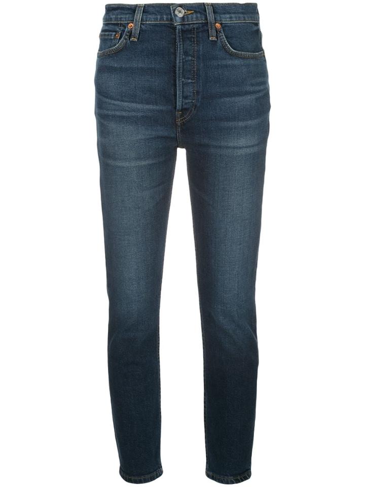 Re/done Faded Skinny Jeans - Blue