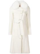 Twin-set Fox Fur Collar Coat - White