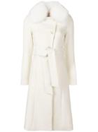 Twin-set Fox Fur Collar Coat - White