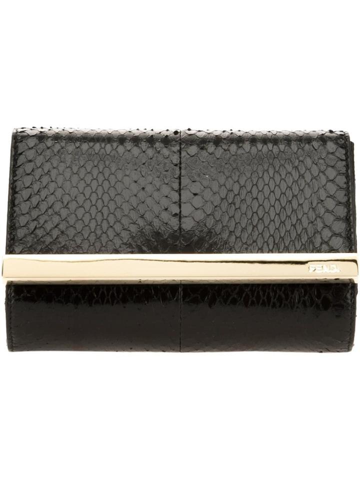 Fendi Snakeskin Effect Clutch - Black