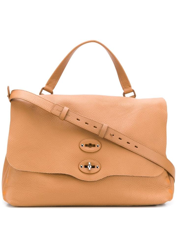 Zanellato Pebbled Texture Tote Bag - Brown