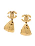 Chanel Pre-owned Cc Logo Pendant Earrings - Metallic