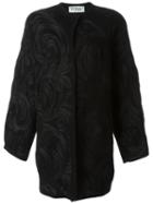 Gianfranco Ferre Vintage Swirl Appliqué Coat, Women's, Size: 46, Black