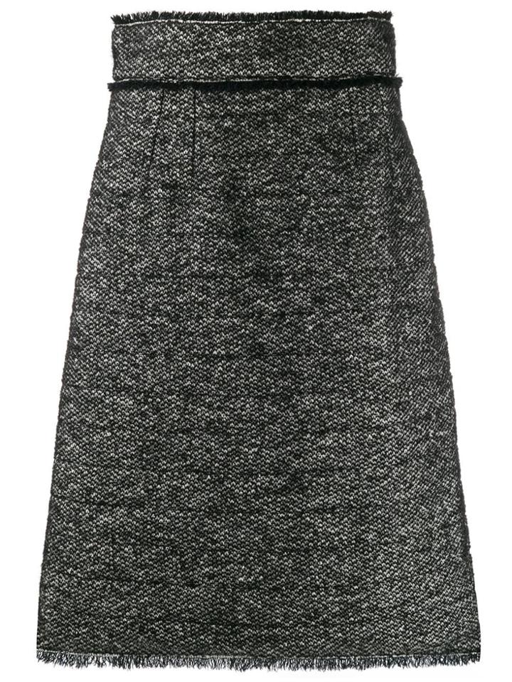 Dolce & Gabbana A-line Tweed Midi Skirt - Black