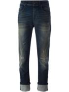 Diesel Black Gold Distressed Jeans, Women's, Size: 27, Blue, Cotton/polyester/spandex/elastane