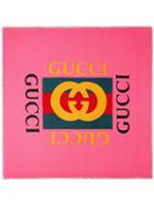 Gucci Gucci Logo Modal Silk Shawl - Pink