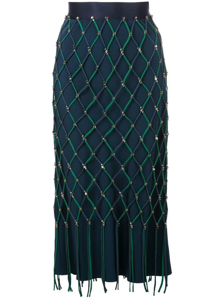 Cushnie Fishnet Skirt - Blue