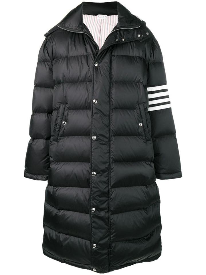 Thom Browne 4-bar Oversized Long Bomber Jacket - Black