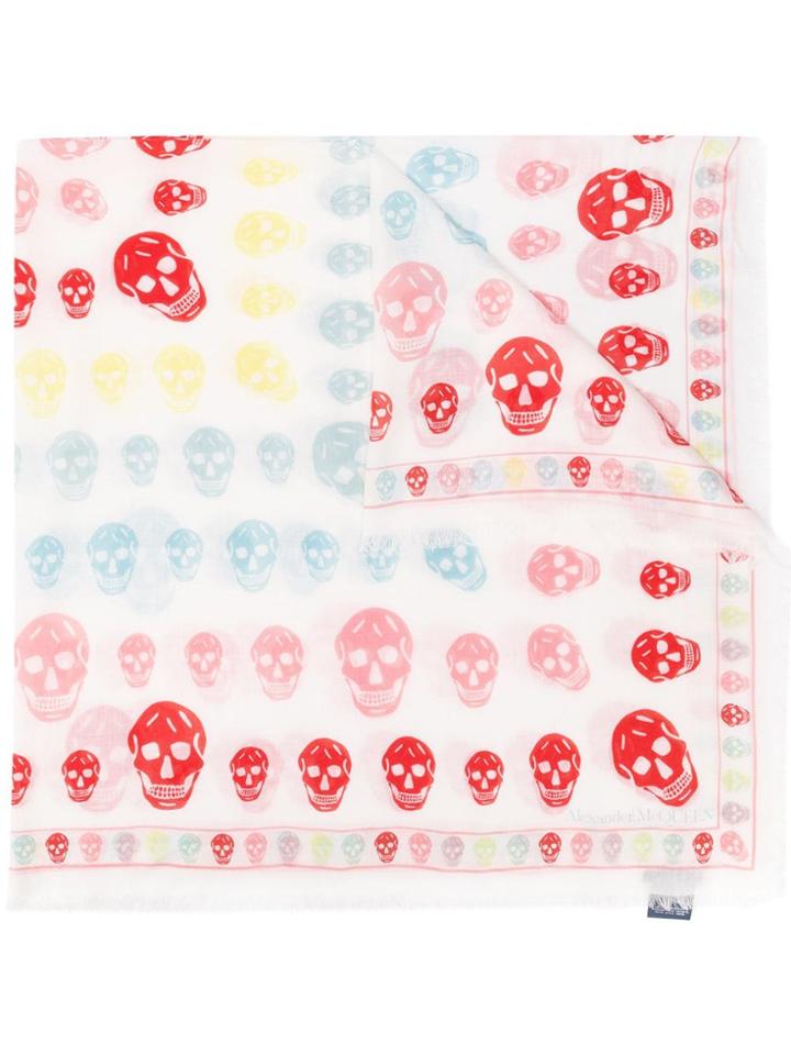 Alexander Mcqueen Skull Pattern Scarf - White
