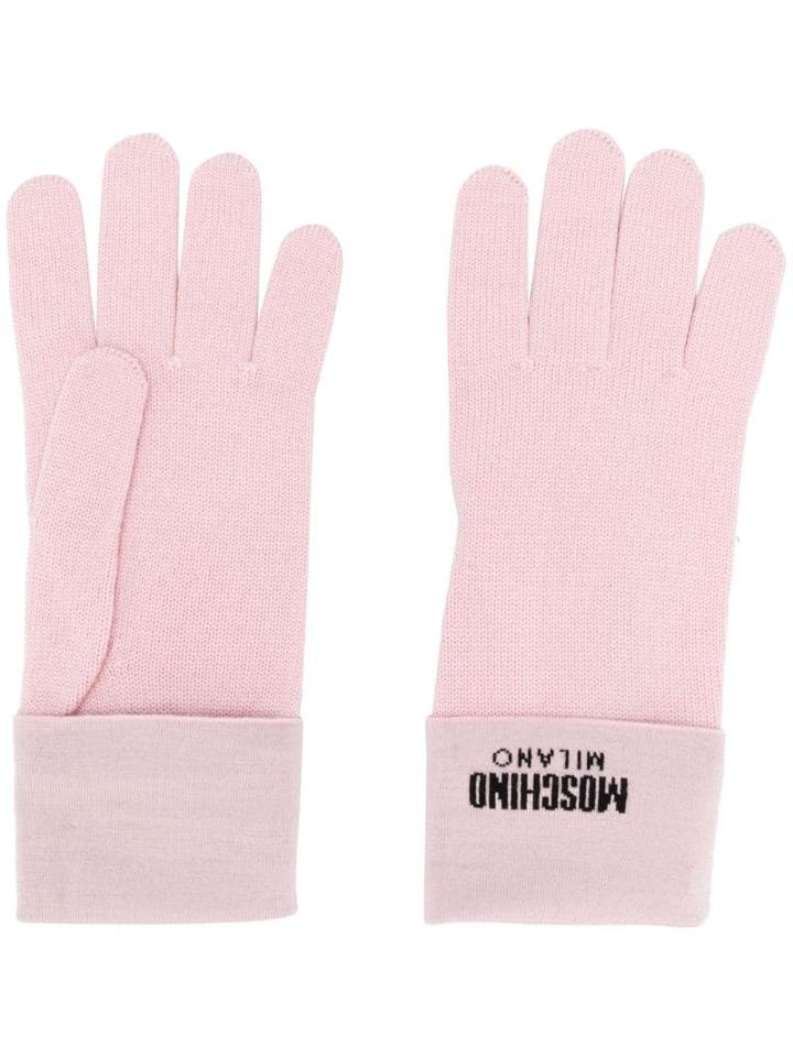 Moschino Logo Gloves - Pink