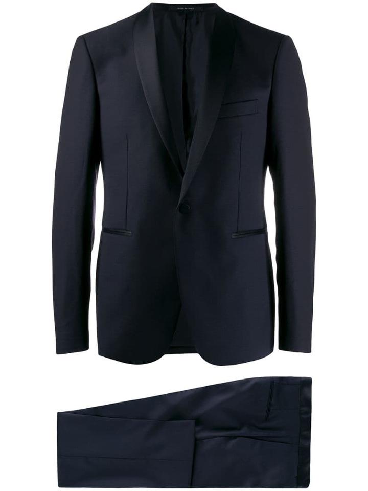 Tagliatore Satin Trim Two-piece Suit - Blue