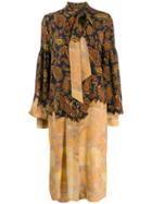 Rokh Paisley Print Necktie Dress - Black