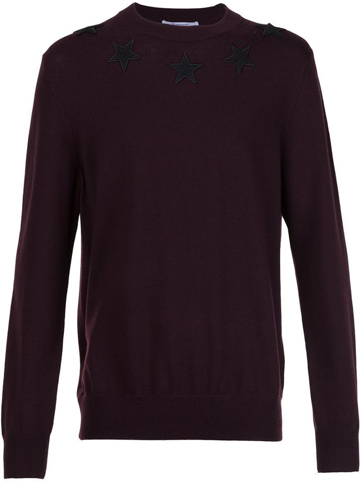 Givenchy Star Patch Embroidered Sweater, Men's, Size: Medium, Red, Polyester/wool