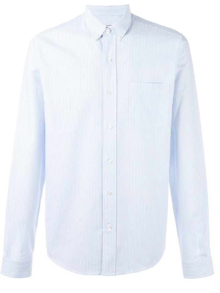 Ami Alexandre Mattiussi Chest Pocket Striped Shirt, Men's, Size: 41, Blue, Cotton