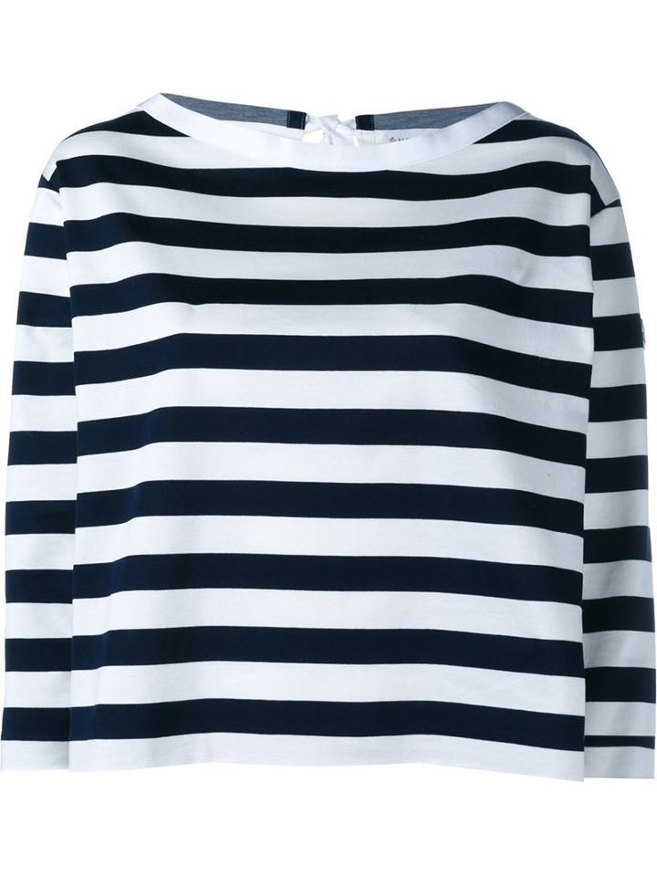 Moncler Wide Stripe Long Sleeve Top, Women's, Size: Xs, Blue, Cotton/polyester