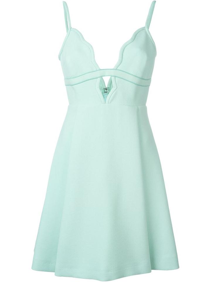 Giambattista Valli V Neck Mini Dress, Women's, Size: 42, Blue, Cotton/viscose/polyamide/viscose