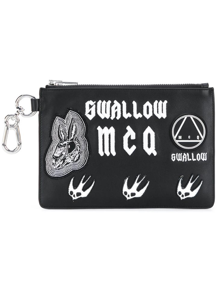 Mcq Alexander Mcqueen Embroidered Clutch - Black