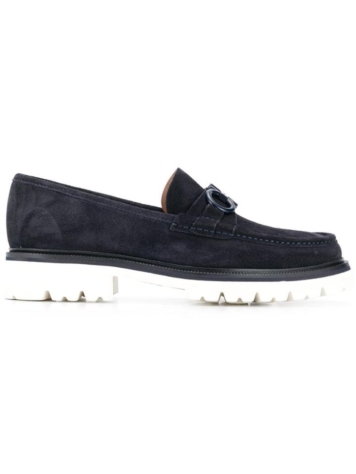 Salvatore Ferragamo White Sole Loafers - Blue