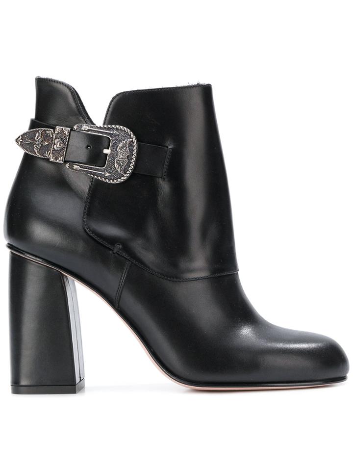 Red Valentino Side Buckle Embellished Boots - Black