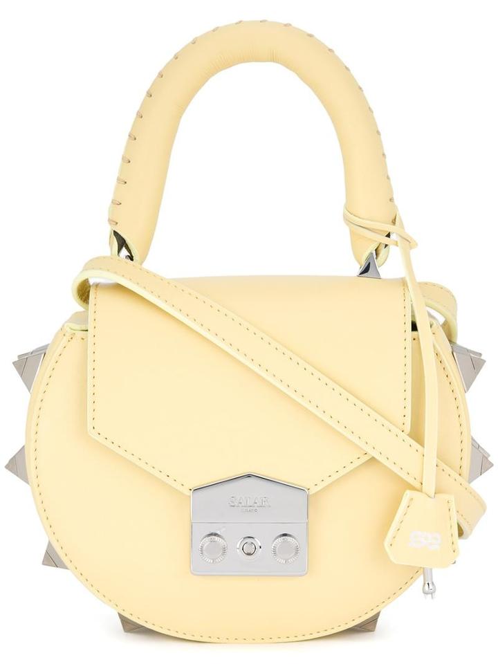 Salar - Studded Mini Shoulder Bag - Women - Calf Leather/calf Suede - One Size, Women's, Yellow/orange, Calf Leather/calf Suede