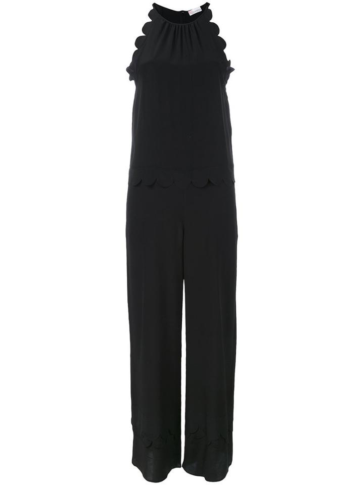 Red Valentino - Scalloped Trim Jumpsuit - Women - Silk - 40, Black, Silk