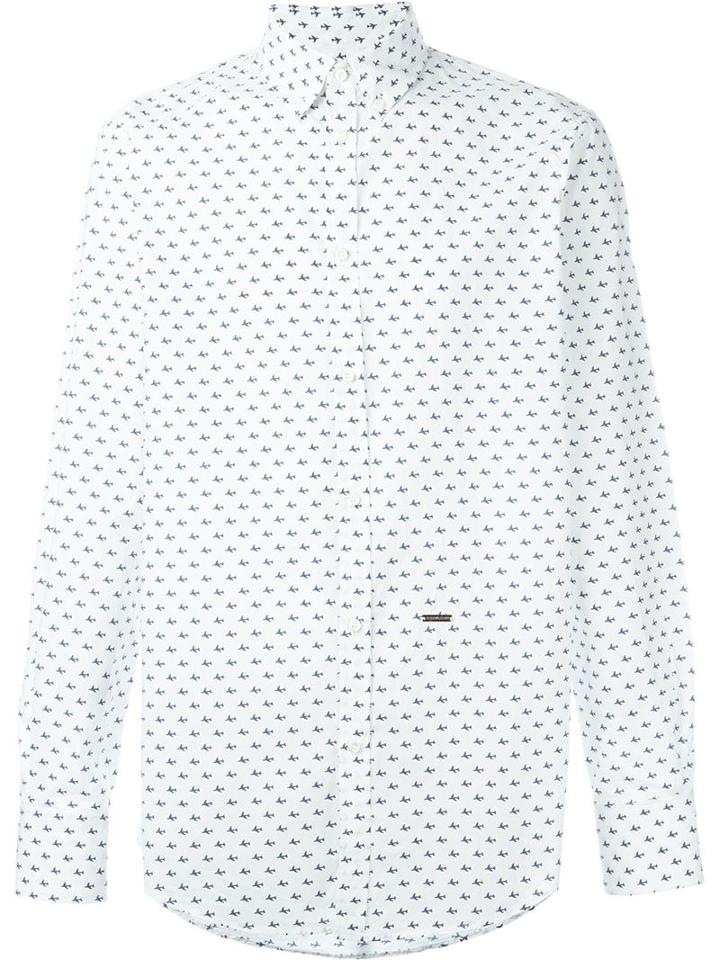 Dsquared2 Aeroplane Print Shirt, Men's, Size: 52, White, Cotton