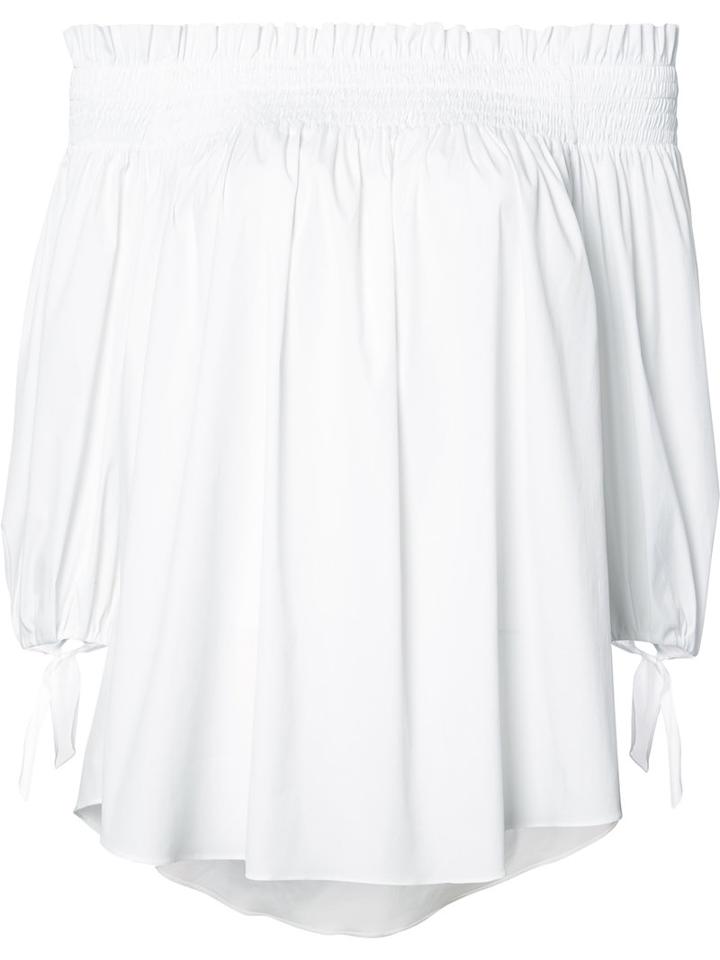 Caroline Constas Off-shoulder Blouse, Size: Medium, White, Nylon/spandex/elastane/cotton