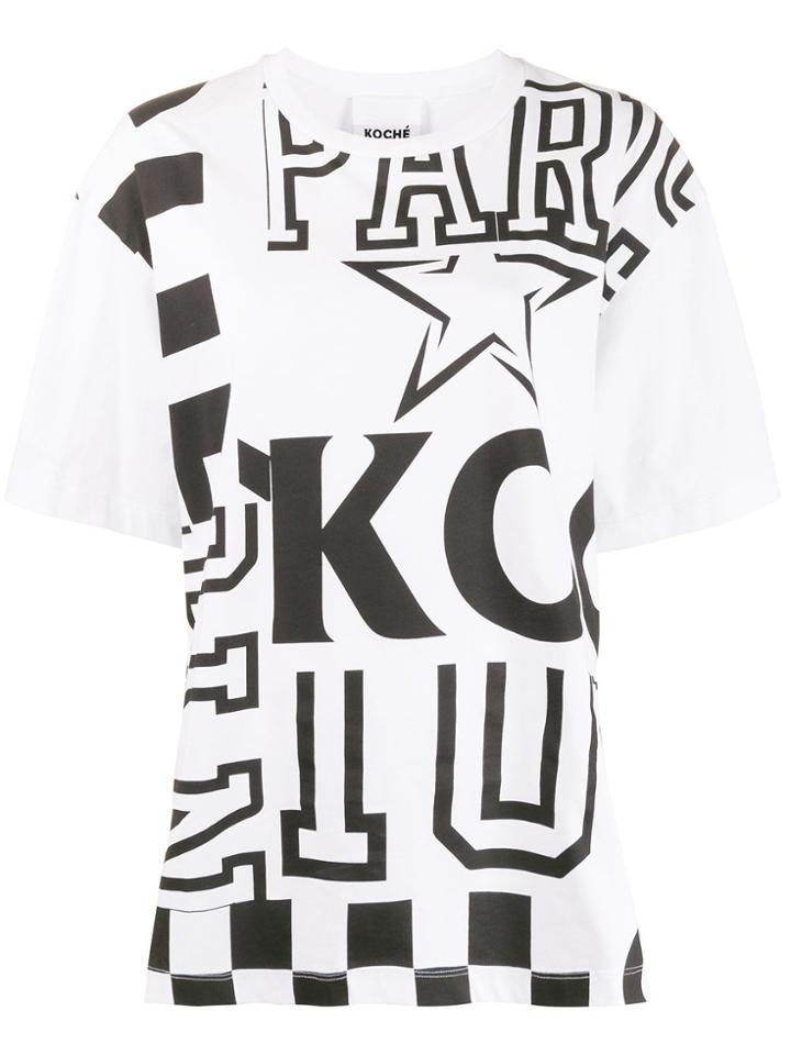 Koché B & W Patchwork Print Tee-shirt - White