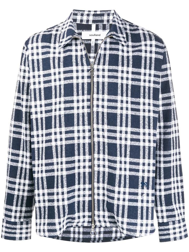 Soulland Plaid Zipped Jacket - Blue