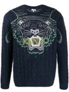 Kenzo Embroidered Tiger Knitted Jumper - Blue