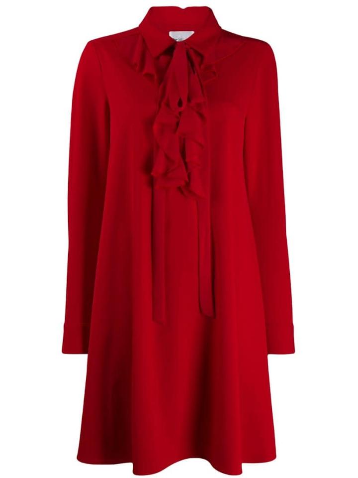 Be Blumarine Ruffle Neck Dress - Red