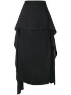 Jw Anderson Asymmetric Skirt With Draped Sleeves - Black