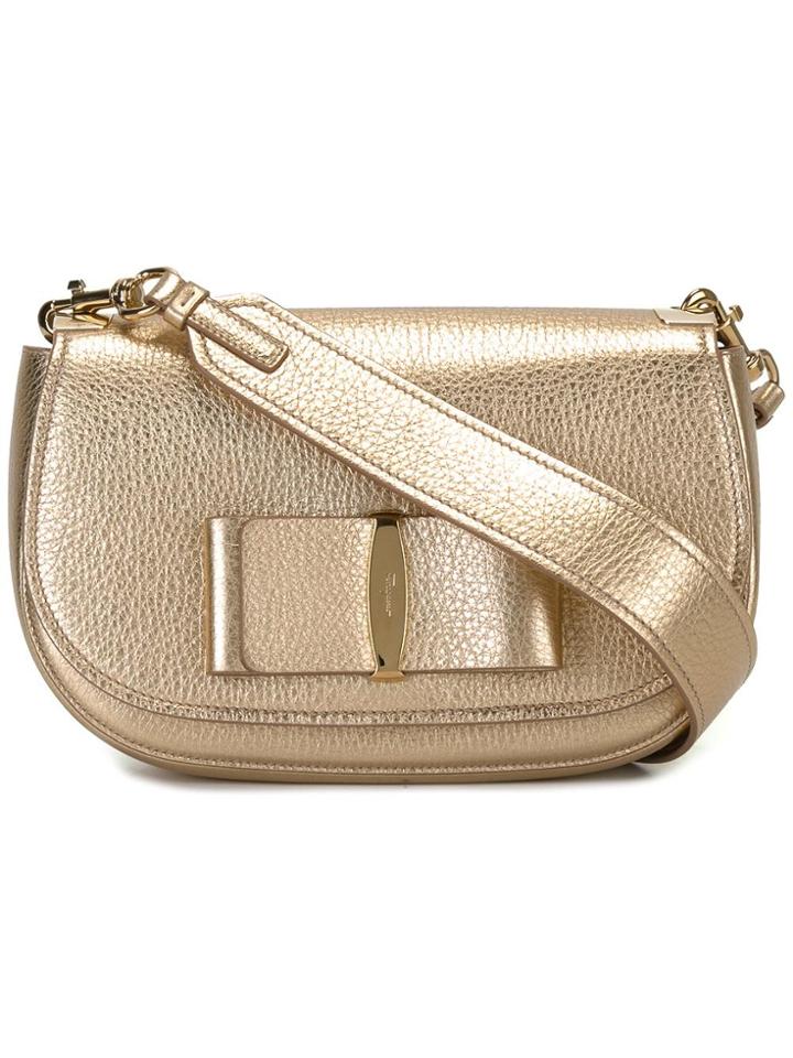 Salvatore Ferragamo 'vara' Flap Shoulder Bag - Metallic