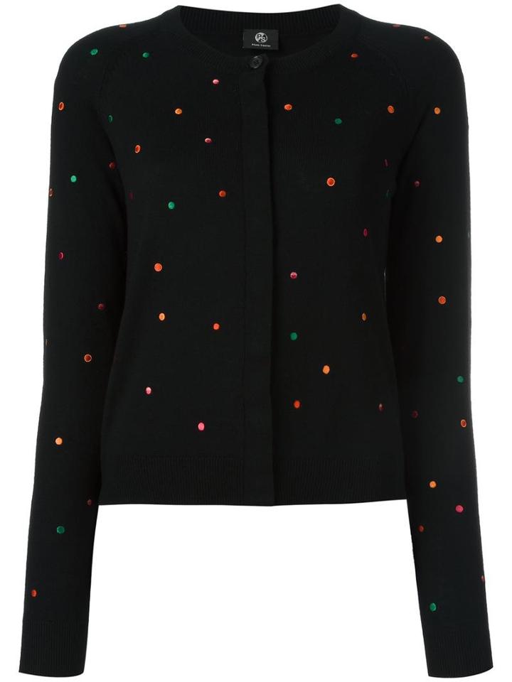 Ps By Paul Smith Dotted Pattern Cardigan, Women's, Size: Medium, Black, Wool/polyamide