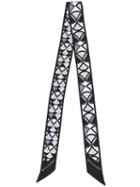 Bulgari Silver-tone Print Skinny Scarf, Women's, Black, Silk