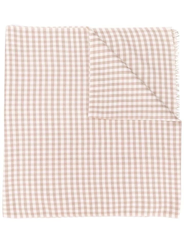 Bally Checked Cashmere Silk Scarf - Neutrals