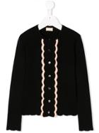 Elisabetta Franchi Kids Wave Detail Cardigan - Black