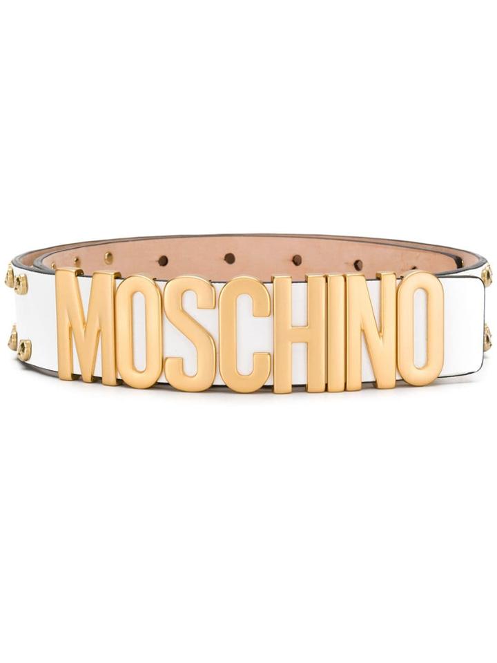 Moschino Belt With Logo Buckle - White