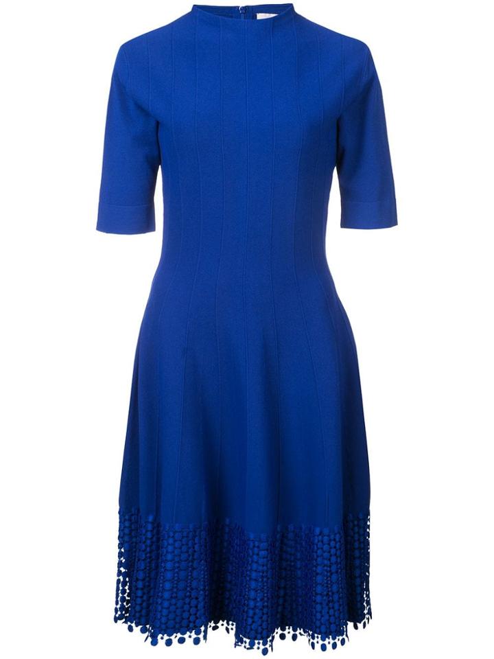 Lela Rose Lace Hem Knitted Dress - Blue