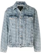 Philipp Plein All-over Logo Print Denim Jacket - Blue