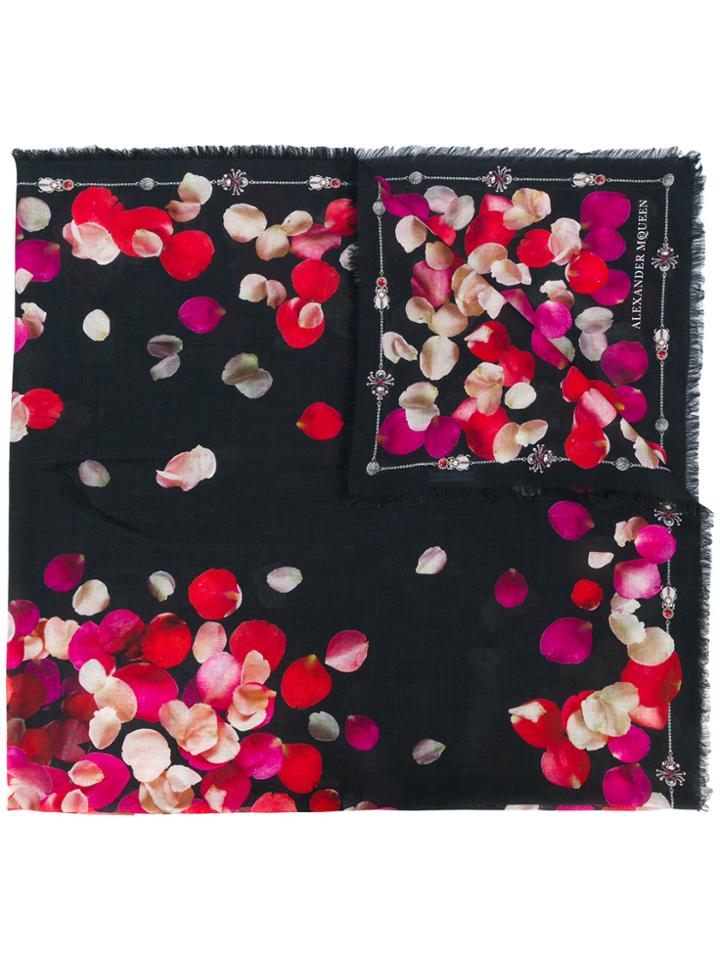 Alexander Mcqueen Petal Skull Scarf - Black