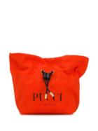 Emilio Pucci Red Logo Print Cotton-canvas Beauty Case - Orange