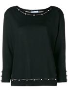 Blumarine Pearl Embellished Knitted Top - Black